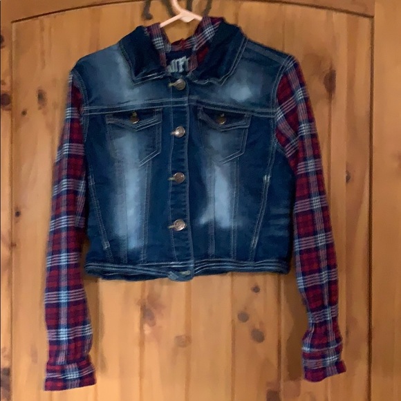 plaid and jean jacket